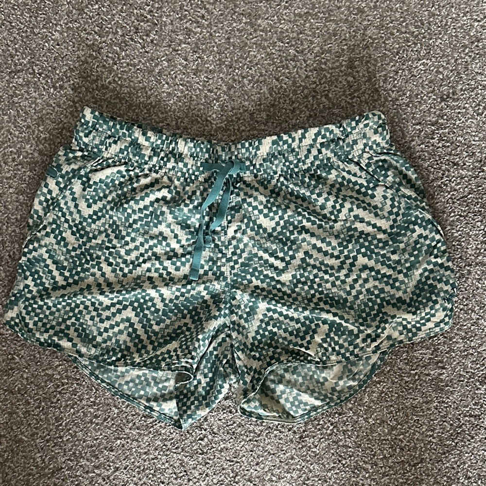 The North Face Teal and White Patterned Women's Athletic Shorts